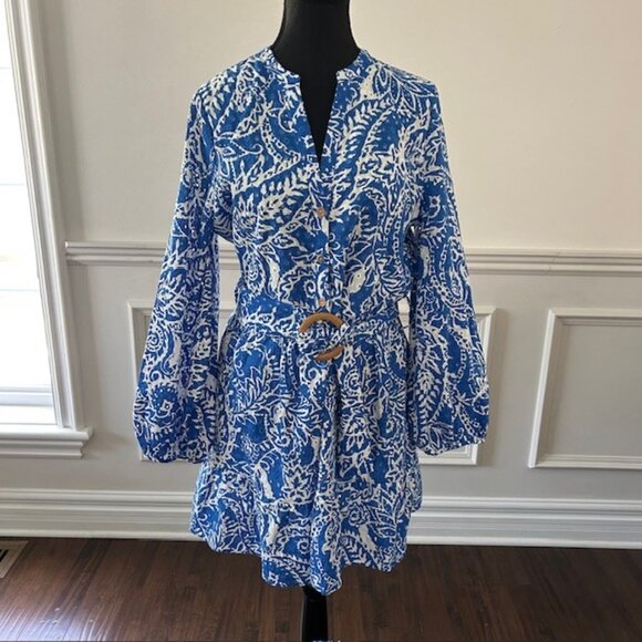 Zara EMBROIDERED BELTED SHIRT DRESS - Picture 2 of 4